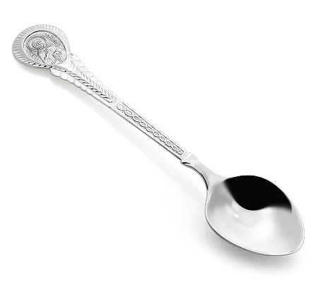 Фото «KU-1396» Серебряная чайная ложка с ликом Богородицы