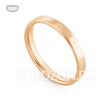 Фото «RG-W735R» Плоское классическое обручальное кольцо розовое золото