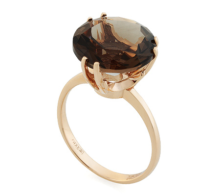 Фото «UG-2848-399» Золотое кольцо с дымчатым кварцем