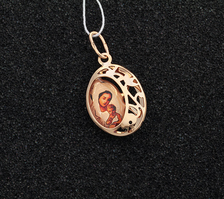 Фото «UV-K55-220» Золотой образок с эмадью «Пресвятая богородица»