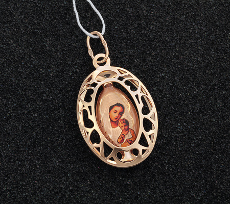 Фото «UV-K55-323» Образок «Пресвятая богородица» золото, эмаль
