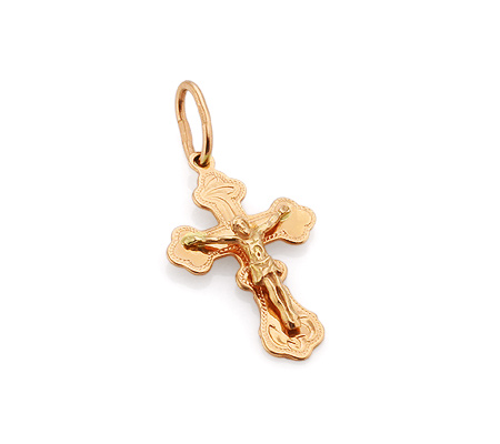 Золотой крестик для ребенка ручной работы - VL-4785 - Goldzon