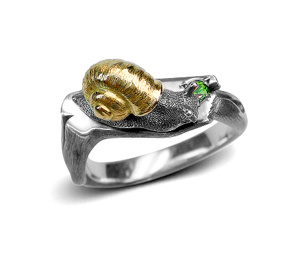 Фото «VM-306» Кольцо «Улитка» из серебра и золота - на заказ