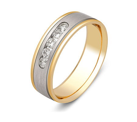 Фото «ZG-30021» Обручальное кольцо из золота с 5 бриллиантами