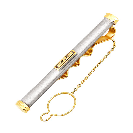 Фото «ZG-3032» Золотой зажим для галстука из белого и желтого золота