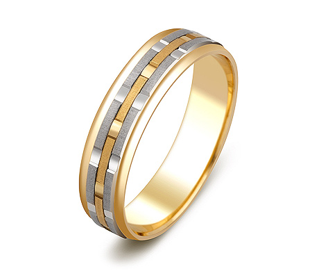 Фото «ZG-50074» Обручальное кольцо из желтого и белого золота